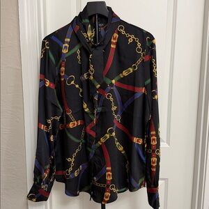 Lauren Ralph Lauren Black Horse bit print blouse